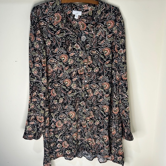 J. JILL Paisley Print Button Down Long Sleeve Tunic Size Large - Picture 15 of 16